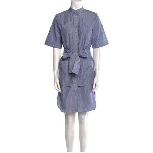 Adam Lipped Shirt Dress Blue/White Striped Button Down Sz 12 NWOT Office Core